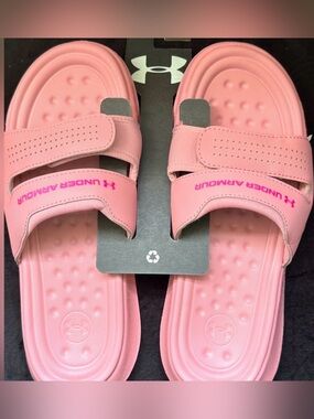 NEW Under Armour Adjustable Womens Pink Slides Sandals - Size 10